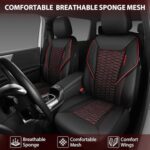 Ultimate Comfort 3D Mesh Leather Car Seat Covers - Breathable, Universal Fit, Black/Red - Image 7