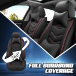 VW Golf Seat Covers 2000-2021 Luxury Nappa Leather Black 2pc - Image 3