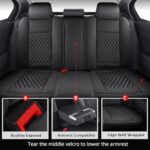 MIROZO Waterproof Leather Car Seat Covers Full Set Black Universal - Image 4
