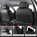 MIROZO Waterproof Leather Car Seat Covers Full Set Black Universal - Image 3