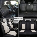 Premium Full Coverage Car Seat Covers: Waterproof Leather Universal Fit Black White - Image 6