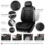 CAR PASS Black Leather Car Seat Covers Waterproof Universal Set - Image 3