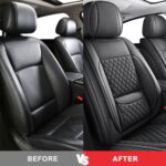 MIROZO Waterproof Leather Car Seat Covers Full Set Black Universal - Image 6