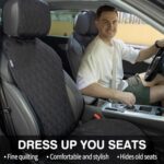 Leader Accessories Universal Car Seat Covers 2PC All Season Black - Image 4