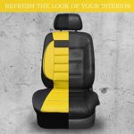 CAR PASS Leather 3D Foam Back Support Seat Covers Black Yellow Air Mesh Full Set - Image 6