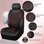 Ultimate Comfort 3D Mesh Leather Car Seat Covers - Breathable, Universal Fit, Black/Red - Image 3