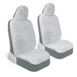 Carbella Gray Sherpa Fleece Car Seat Covers 2pk Soft Plush SUV - Image 3