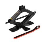 Big RED Wide Base Cross Car Scissor Jack: Steel Portable Quick Lift Tire Jacks Include Ratchet Wrench for Car, Truck, Sedans and MPV, 2 Ton (4,409 lbs) Capacity, Black