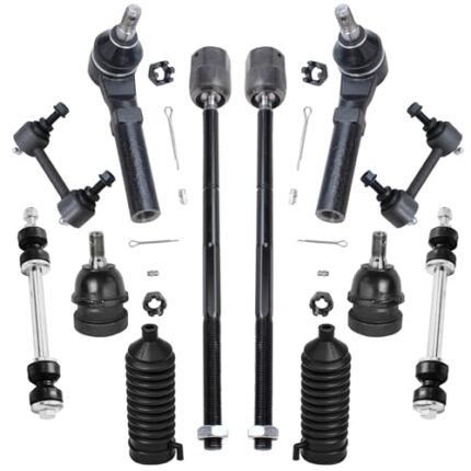 Detroit Axle - Front 12pc Suspension Kit for 1994-2004 Ford Mustang, Tie Rods Boots Lower Ball Joints Front and Rear Sway Bar Links 1995 1996 1997 1998 1999 2000 2001 2002 2003 Replacement