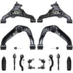 Detroit Axle - Front End 12pc Suspension Kit for Nissan Pathfinder Frontier Xterra, 4 Lower & Upper Control Arms 4 Outer & Inner Tie Rods 2 Sway Bars 2 Boots Replacement