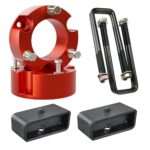 EVIL ENERGY 3" Front and 2" Rear Leveling Lift Kit Compatible with Toyota 2005-2023 Tacoma 2WD/4WD (6 lugs only), 3 inch Front and 2 inch Rear Suspension Strut Spacers Red