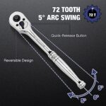 WORKPRO 3PC Ratchet Set 72-Tooth Quick Release 1/4 3/8 1/2 Drive - Image 4