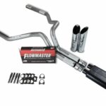 Shopline Dual 3 inch Fits Silverado Fits Sierra 1500 07'-14' Flowmaster Super 44 series Slash Chrome Tip