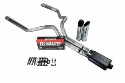 Shopline Dual 3 inch Fits Silverado Fits Sierra 1500 07'-14' Flowmaster Super 44 series Slash Chrome Tip