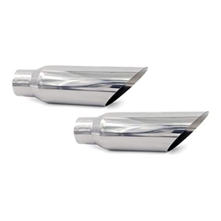 RP Remarkable Power, 2.5" Inlet - 3.5" Outlet 12" Long Stainless Steel Angle Cut 45 Degree Exhaust Tips, 2 Pack