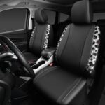CAR PASS Cow Print Diamond Leather Seat Covers 2PC Front Set - Image 3