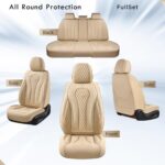 Coverado Waterproof Beige Car Seat Covers Full Set Universal Fit - Image 5