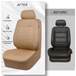 CAR PASS Universal Beige Front Seat Covers Airbag Compatible Tire Print - Image 6