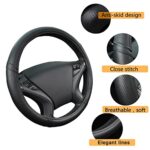 CAR PASS Black Leather Seat Covers Floor Mats Steering Wheel Set - Image 7