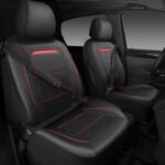 CAR PASS Leather Seat Covers Set SUV Truck Steering Wheel Black Red - Image 2