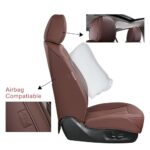 Aupaver Waterproof Brown Leather Car Seat Covers Full Set 5-Seat - Image 5