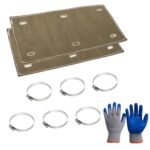 2 Set Titanium Pipe Shield 6" x 12", Exhaust Heat Shield for Motorcycle, Components, Hoses, Lines, and Electrical Wiring, Two-layer Exhaust Wrap Pipe Heat Shield Protection up to 1350°F