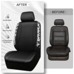 CAR PASS Cow Print Diamond Leather Seat Covers 2PC Front Set - Image 9