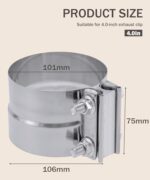 4" Stainless Steel Exhaust Band Clamp Lap Joint Pipe Coupler - Image 2