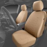 CAR PASS Universal Beige Front Seat Covers Airbag Compatible Tire Print - Image 4