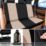 ROCEEI 43Pc Fuzzy Car Seat Cover Set Women Fluffy Steering Wheel Beige Black - Image 3