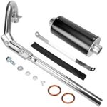 FVRITO High Performance Big Bore Exhaust Muffler Silencer Head Pipe Full System with Hardware Parts Fit for XR50 CRF50 Chinese 70cc 110cc 125cc SSR Taotao SDG Coolster Apollo Dirt Pit Bike Black