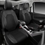 CAR PASS Black Leather Seat Covers Floor Mats Steering Wheel Set - Image 2