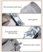 4" Stainless Steel Exhaust Band Clamp Lap Joint Pipe Coupler - Image 4