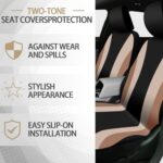 ROCEEI 43Pc Fuzzy Car Seat Cover Set Women Fluffy Steering Wheel Beige Black - Image 5