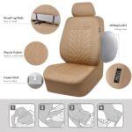 CAR PASS Universal Beige Front Seat Covers Airbag Compatible Tire Print - Image 3