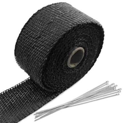 2" x 16 Ft Motorcycle Exhaust Heat Wrap Roll, Exhaust Manifold Heat Wrap Fiberglass Heat Shield Tape, Car Exhaust Tube Thermal Wrap Tape with 10 Stainless Locking Ties
