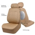 CAR PASS Universal Beige Front Seat Covers Airbag Compatible Tire Print - Image 5