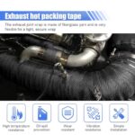 2" x 16' Motorcycle Exhaust Heat Wrap Tape with 10 Ties Black - Image 3