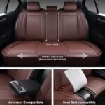 Aupaver Waterproof Brown Leather Car Seat Covers Full Set 5-Seat - Image 4
