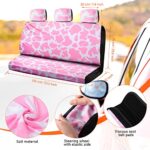 Cow Print Car Accessories 26PC Set Seat Covers Steering Wheel Mat - Image 6