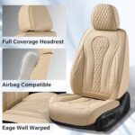 Coverado Waterproof Beige Car Seat Covers Full Set Universal Fit - Image 3