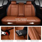 TINRAIYANG Leather Car Seat Covers Full Set Brown Universal Fit - Image 4