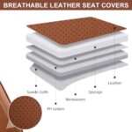 TINRAIYANG Leather Car Seat Covers Full Set Brown Universal Fit - Image 5