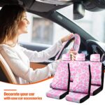 Cow Print Car Accessories 26PC Set Seat Covers Steering Wheel Mat - Image 5