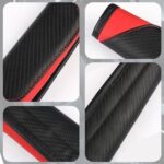 Carbon Fiber Seat Belt Covers Shoulder Pad 2PC Black Red Leather - Image 7