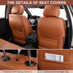 TINRAIYANG Leather Car Seat Covers Full Set Brown Universal Fit - Image 3