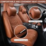 TINRAIYANG Leather Car Seat Covers Full Set Brown Universal Fit - Image 2