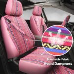 CAR PASS 9PC Pink Boho Seat Covers Set with Floor Mats Universal Fit - Image 4