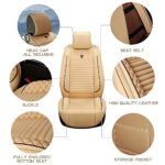 KCTOELNOR Waterproof Cadillac Escalade Seat Covers 2002-2025 7-Seat Beige - Image 3