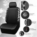 CAR PASS Cow Print Diamond Leather Seat Covers 2PC Front Set - Image 4